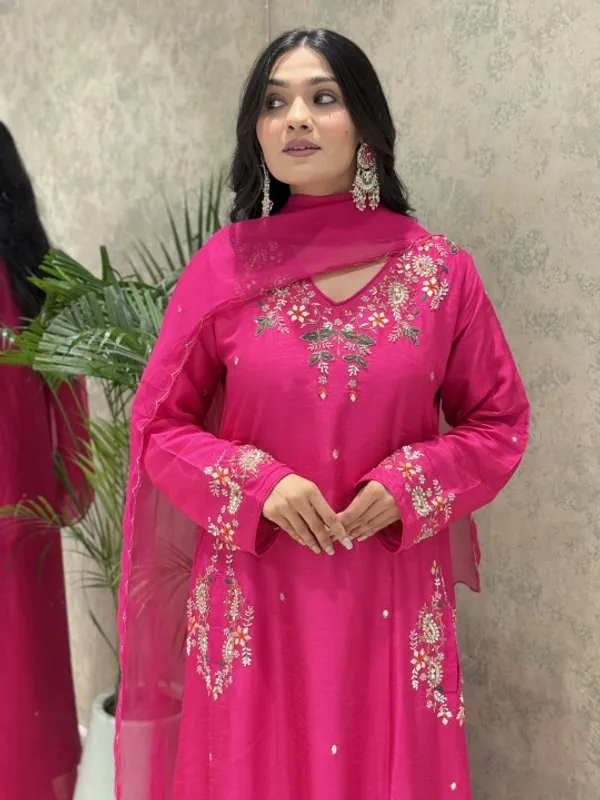 Pink_Rayon_Kurta_With_Pant_And_Dupatta_Set_For_Women
