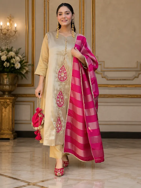 Beige_Embroidered_Straight_Kurta_Set_With_Dupatta_for_Women