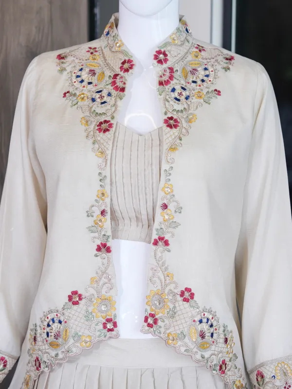 Cream_Zuzu_Silk_Anarkali_Embroidered_Lehenga_Set_For_Women