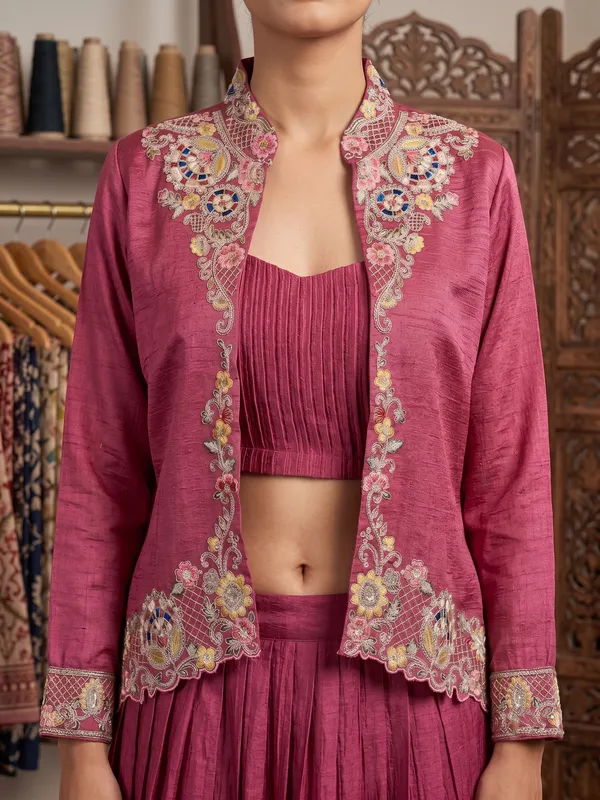 Pink_Zuzu_Silk_Jacket_Style_Lehenga_Set_For_Women