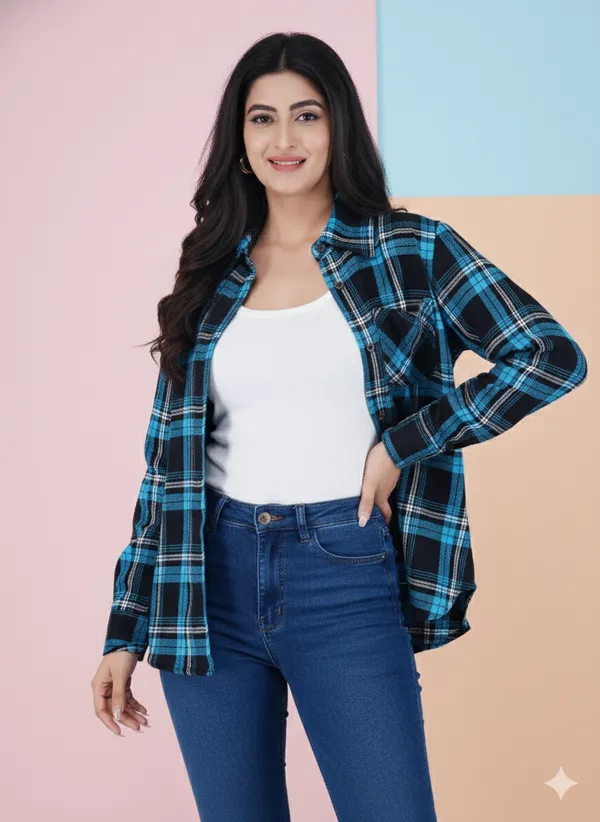 Black_And_Blue_Cotton_Checked_Formal_Shirt_For_Women