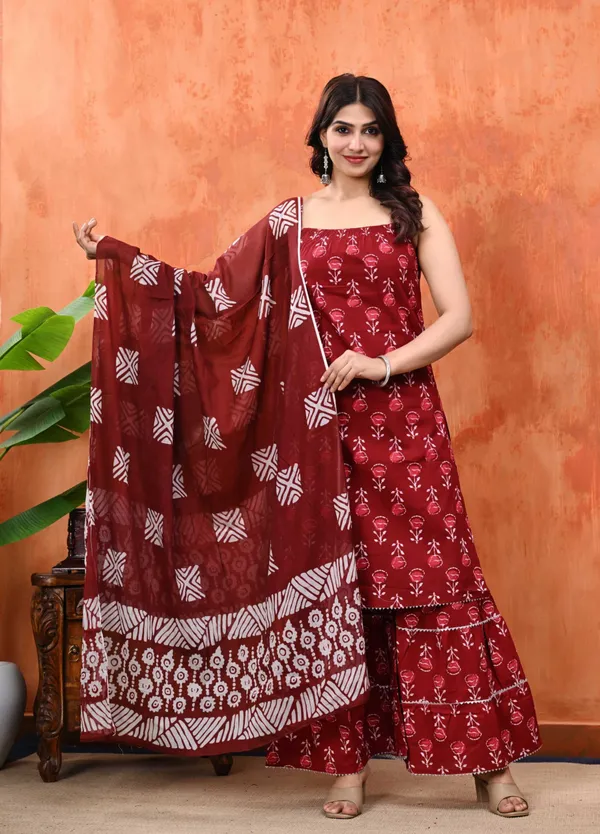 Maroon_Cotton_Sleeveless_Sharara_Set_For_Women