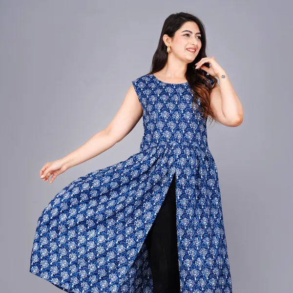 Dark_Blue_Cotton_Sleeveless_Printed_Anarkali_Dress_For_Women