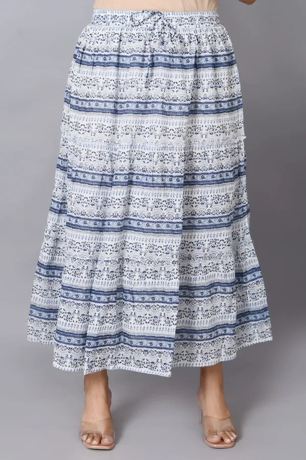 White_Cotton_Ruffle_Midi_Skirt_For_Women