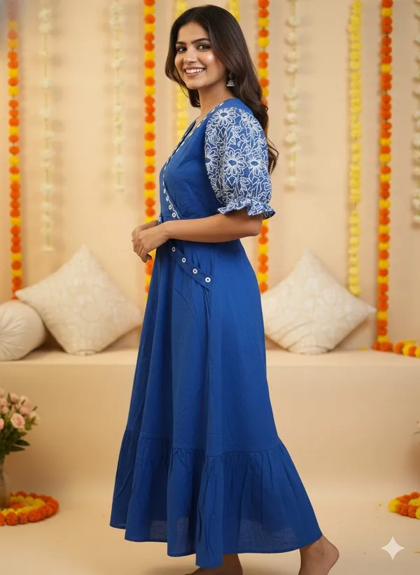 Blue_Cotton_Flared_Anarkali_Dress_For_Women