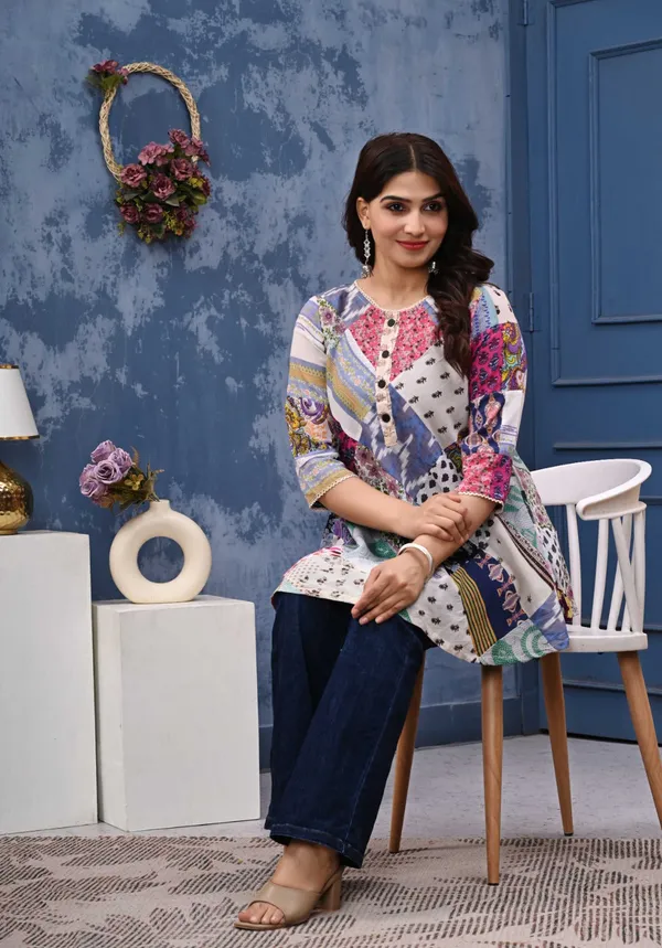 Multicolor_Cotton_Floral_Print_Patchwork_A-Line_Top_For_Women