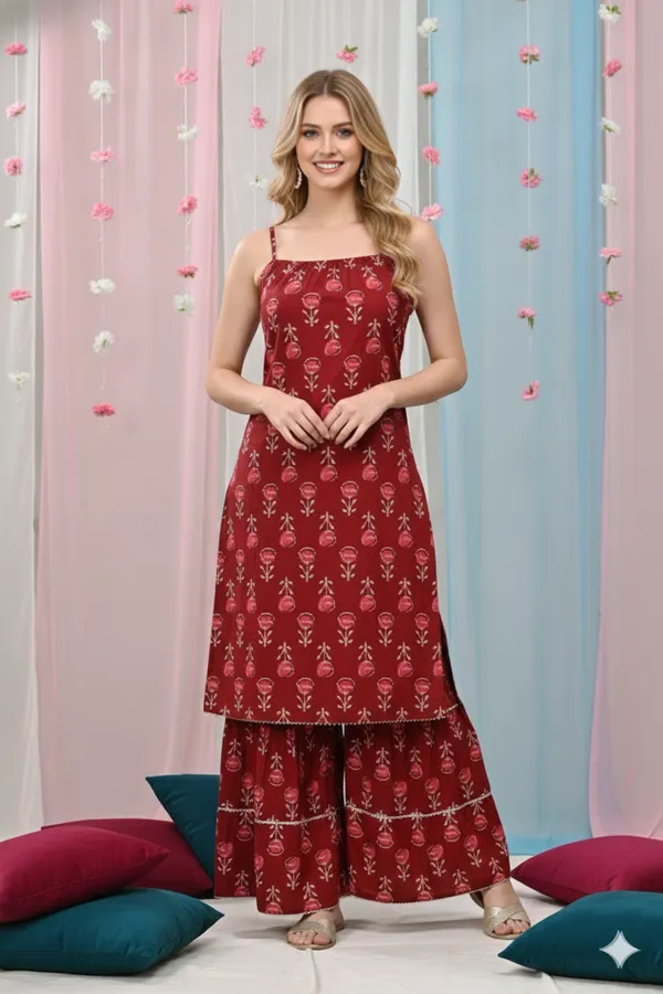 Maroon_Cotton_Printed_Kurta_Sharara_Set_For_Women