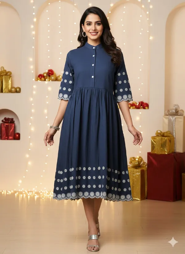 Blue_Cotton_Embroidered_Fit_&_Flare_Midi_Dress_For_Women