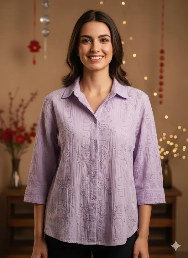 Purple_Cotton_Embroidered_Formal_Shirt_For_Women
