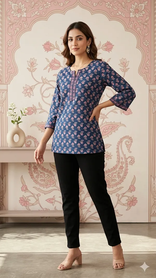 Blue_Cotton_Floral_Printed_Top_For_Women