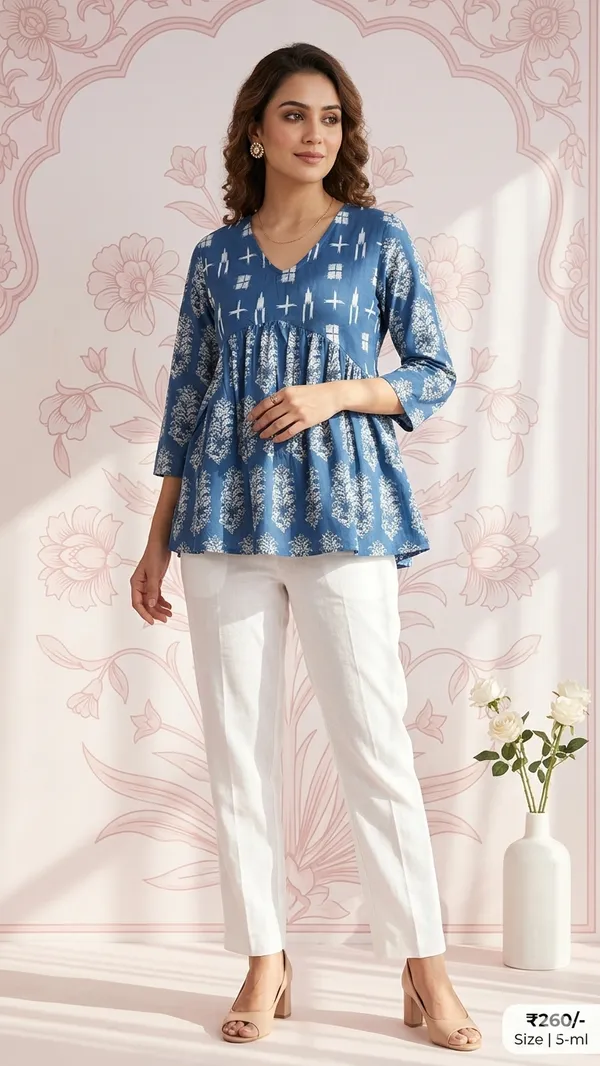 Blue_Cotton_Printed_Ethnic_Top_For_Women
