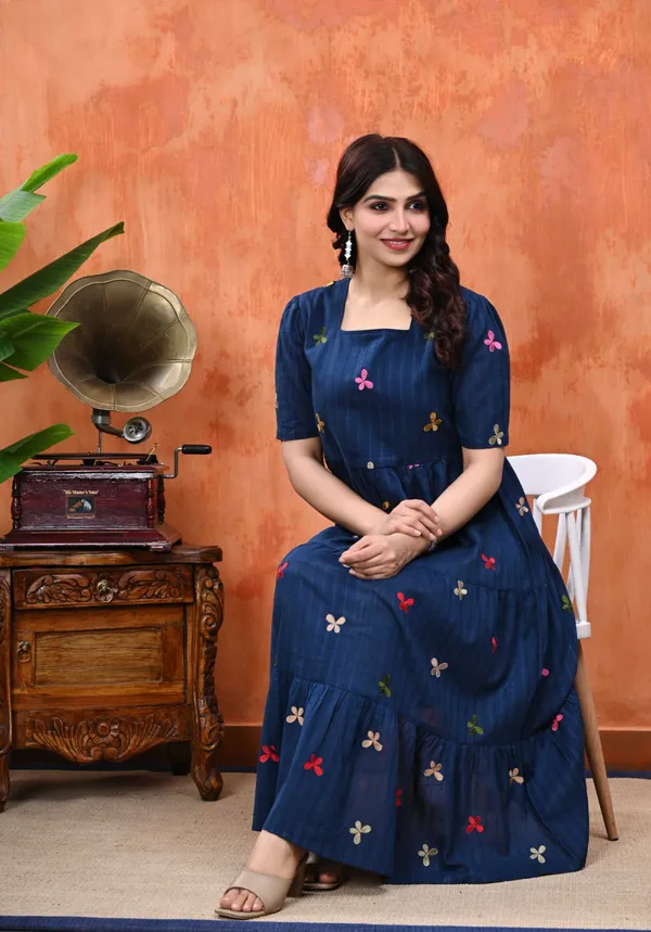 Blue_Cotton_Embroidered_Fit_&_Flare_Midi_Dress_For_Women
