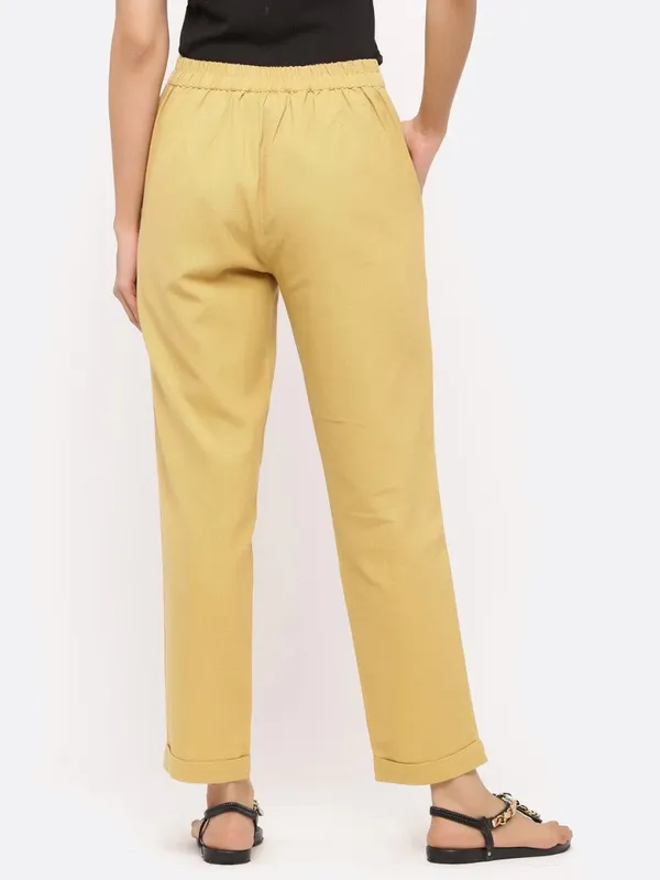Beige_Cotton_Slim_Fit_Ankle_Length_Trousers_For_Women