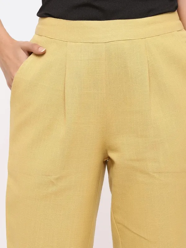Beige_Cotton_Slim_Fit_Ankle_Length_Trousers_For_Women