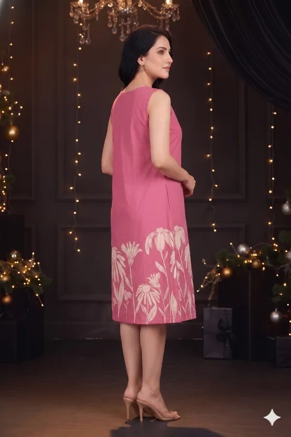 Pink_Cotton_Floral_Print_Sleeveless_A-Line_Dress_For_Women
