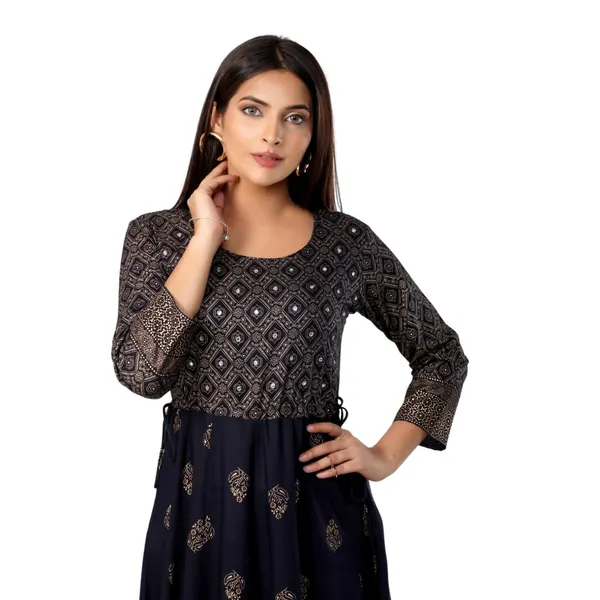 Black_Rayon_Printed_Flared_Anarkali_Kurta_For_Women