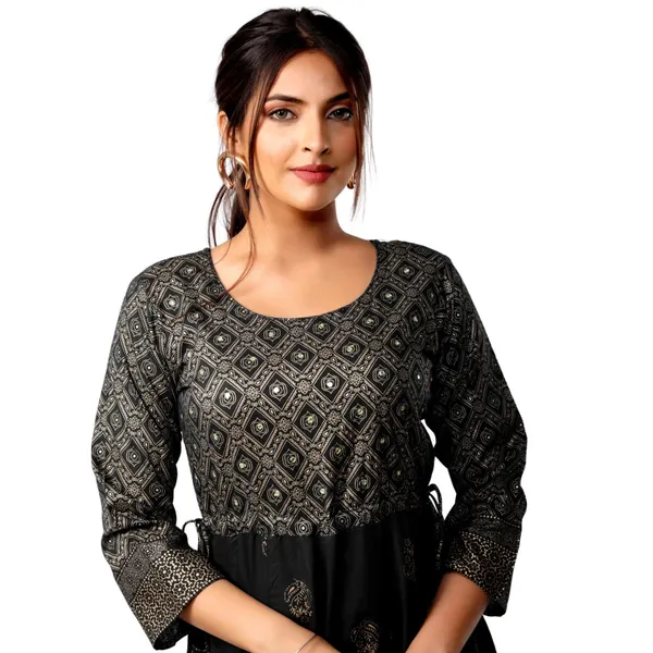 Black_Rayon_Printed_Flared_Anarkali_Kurta_For_Women