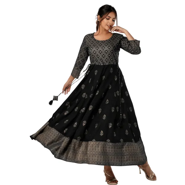 Black_Rayon_Printed_Flared_Anarkali_Kurta_For_Women