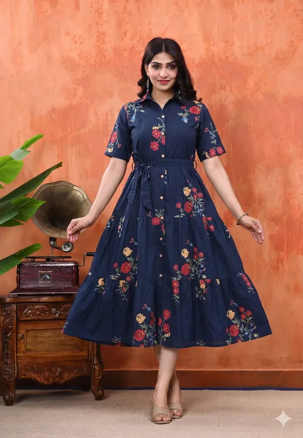 Blue_Cotton_Floral_Printed_Tiered_A-Line_Midi_Dress_For_Women