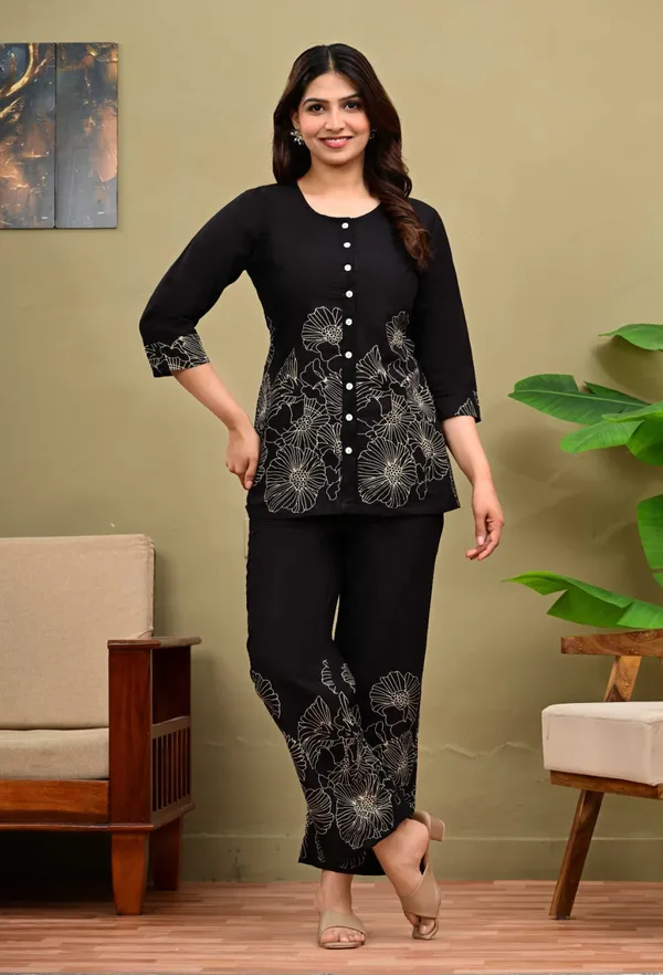 Black_Cotton_Floral_Printed_Co-Ord_Set_For_Women