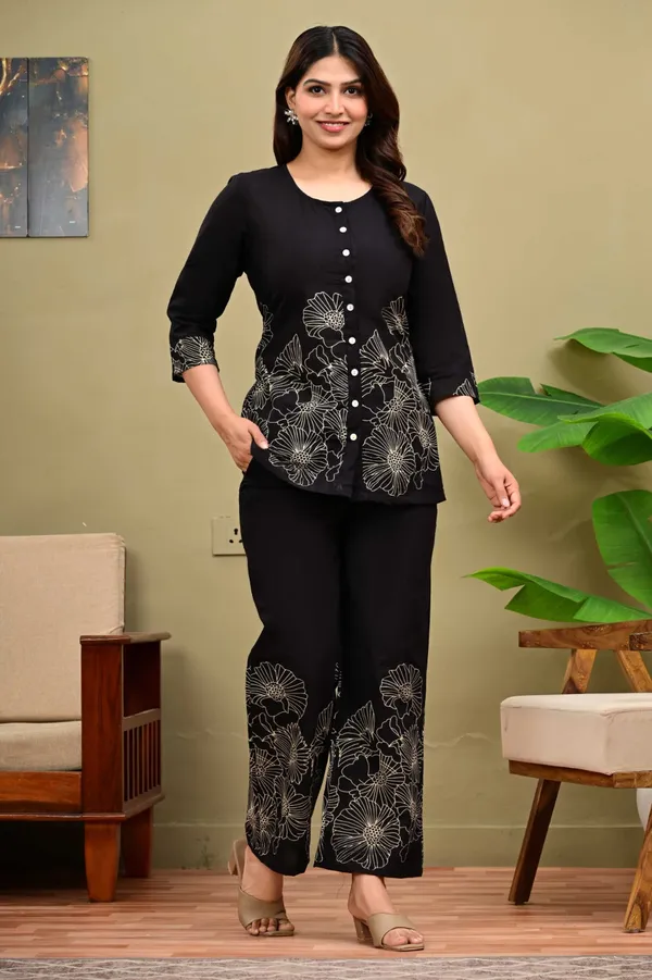 Black_Cotton_Floral_Printed_Co-Ord_Set_For_Women