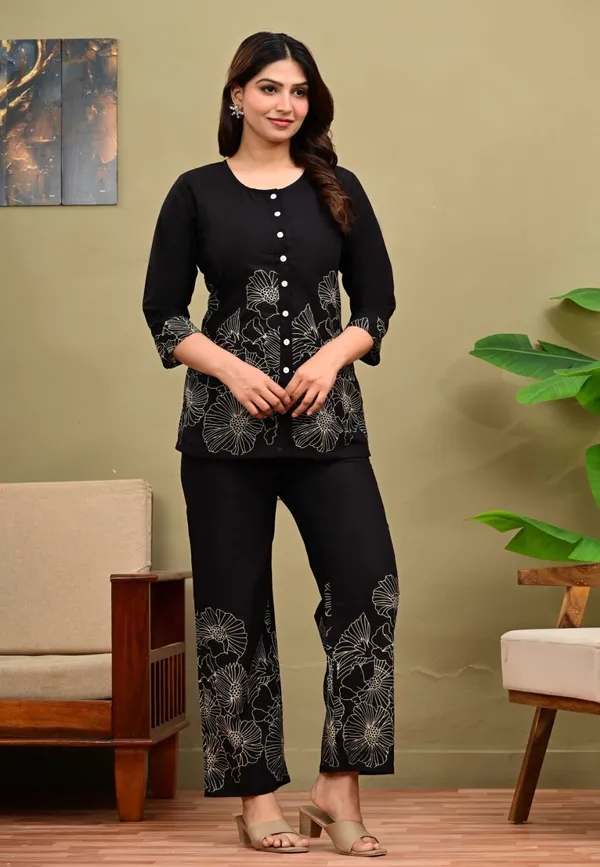 Black_Cotton_Floral_Printed_Co-Ord_Set_For_Women