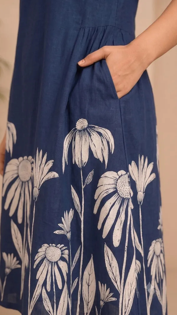 Blue_Cotton_Floral_Print_A-Line_Dress_For_Women