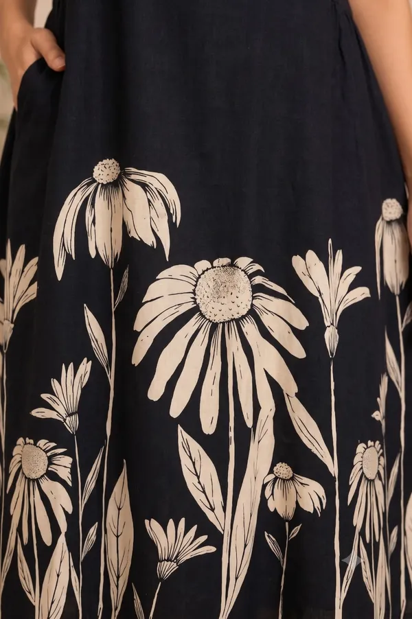 Black_Cotton_Floral_Print_A-Line_Dress_For_Women