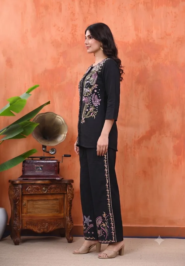 Black_Cotton_Embroidered_Top_With_Palazzo_For_Women