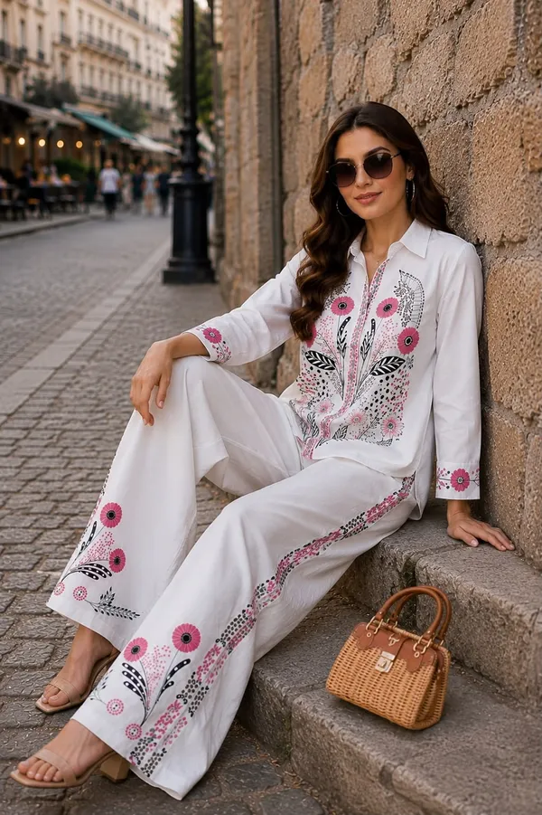 White_Cotton_Floral_Embroidered_Relaxed_Fit_Co-Ord_Set_For_Women