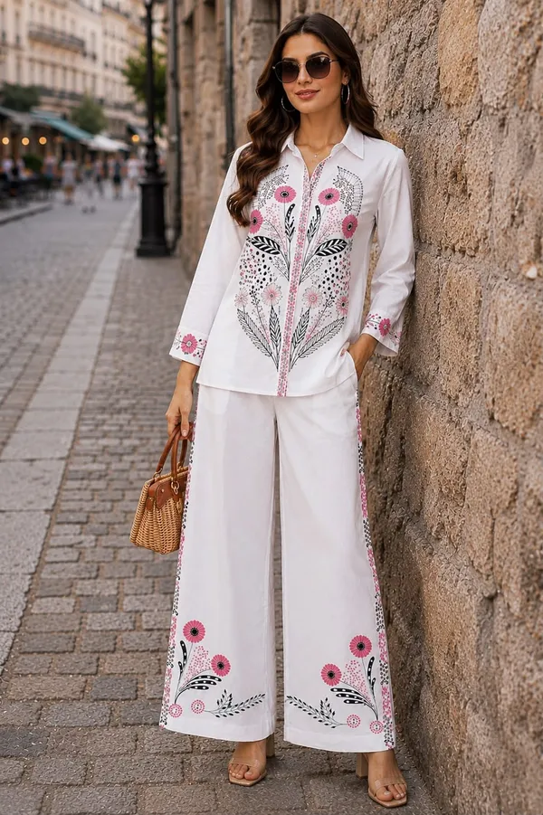 White_Cotton_Floral_Embroidered_Relaxed_Fit_Co-Ord_Set_For_Women