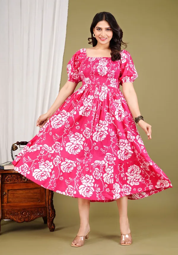 Pink_Cotton_Floral_Printed_Fit_&_Flare_Midi_Dress_For_Women