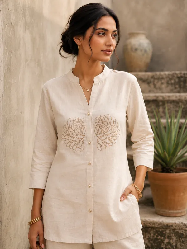 Cream_Cotton_Flex_Embroidered_Co-Ord_Set_for_Women