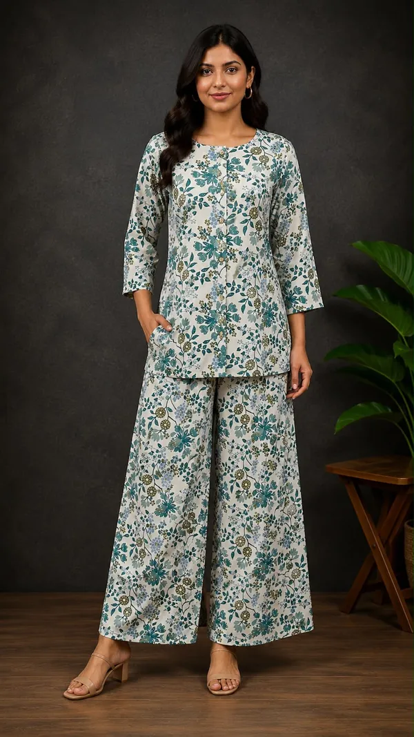Pure_Cotton_Blue_Floral_Printed_Co-Ord_Set