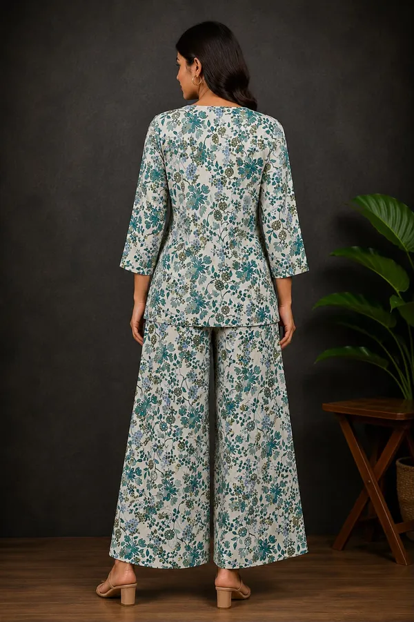 Pure_Cotton_Blue_Floral_Printed_Co-Ord_Set
