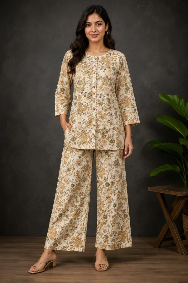 Pure_Cotton_Cream_Floral_Printed_Co-Ord_Set