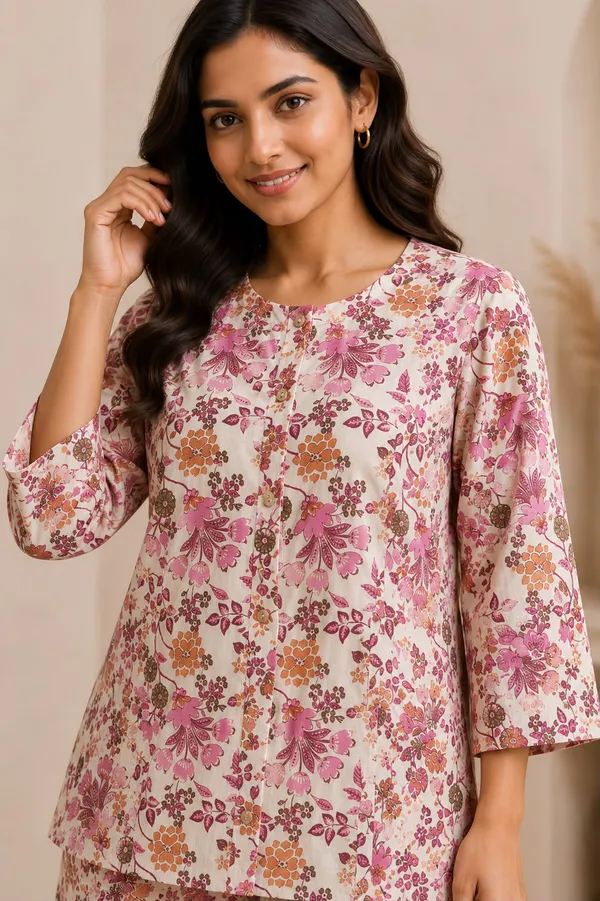 Pure_Cotton_Pink_Floral_Printed_Co-Ord_Set