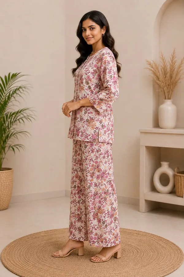 Pure_Cotton_Pink_Floral_Printed_Co-Ord_Set