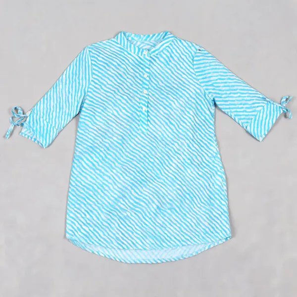 Light_Blue_Cotton_Leheriya_Short_Kurti_For_Women