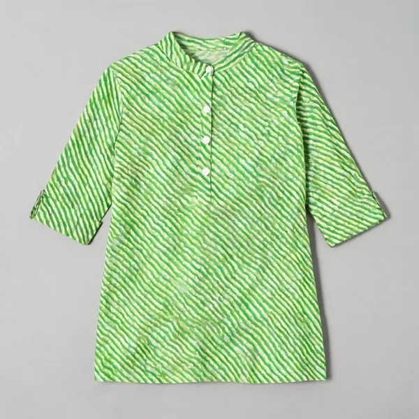Green_Cotton_Leheriya_Short_Kurti_For_Women