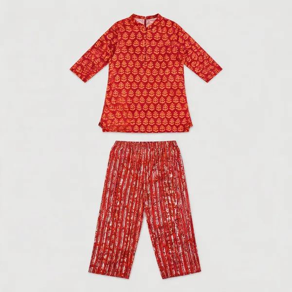 Red_Cotton_Printed_Tunic_Top_Palazzo_Co-Ord_Set_For_Women