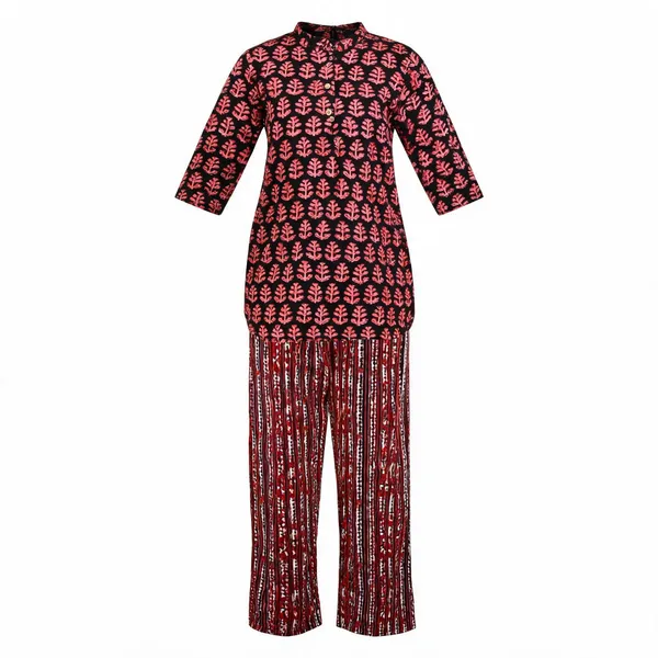 Maroon_Cotton_Printed_Tunic_Top_Palazzo_Co-Ord_Set_For_Women