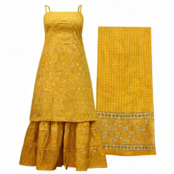 Yellow_Cotton_Sleeveless_Anarkali_Kurta_Set_For_Women