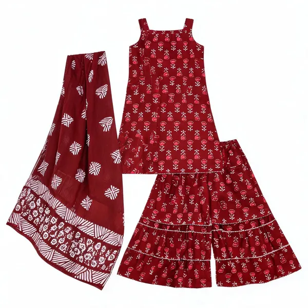 Maroon_Cotton_Sleeveless_Sharara_Set_For_Women