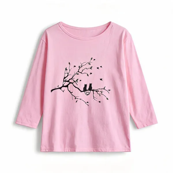 Pink_Cotton_Printed_Full_Sleeve_T-Shirt_For_Women