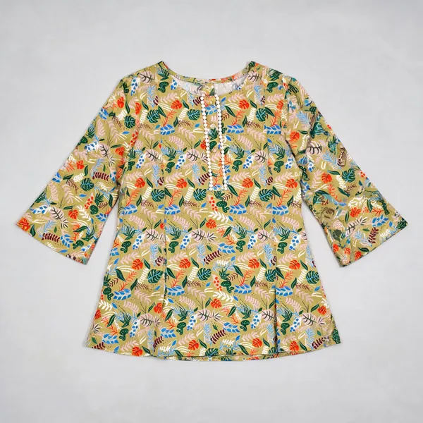 Green_Cotton_Round_Neck_Top_For_Women