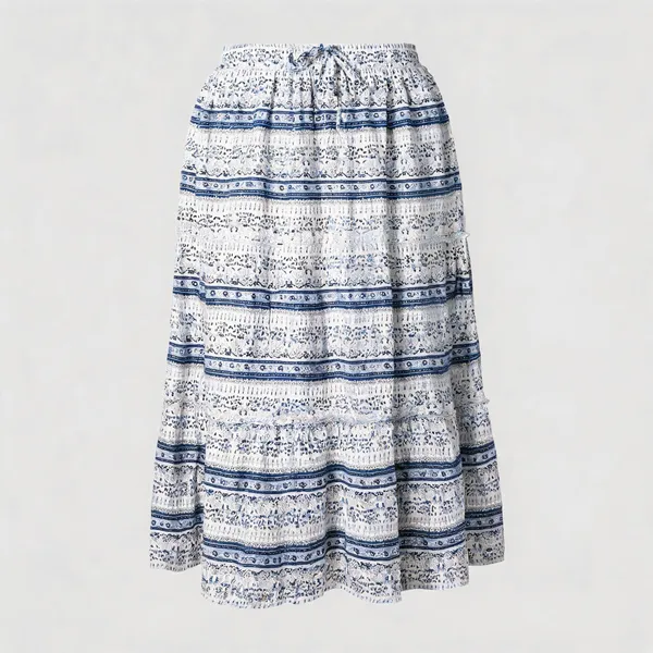 White_Cotton_Ruffle_Midi_Skirt_For_Women