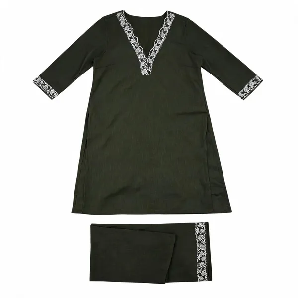Olive_Cotton_Embroidered_Regular_Fit_Kurta_For_Women