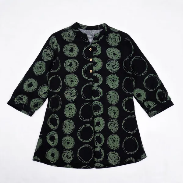 Black_Cotton_Mandarin_Collar_Shirt_Style_Top_For_Women