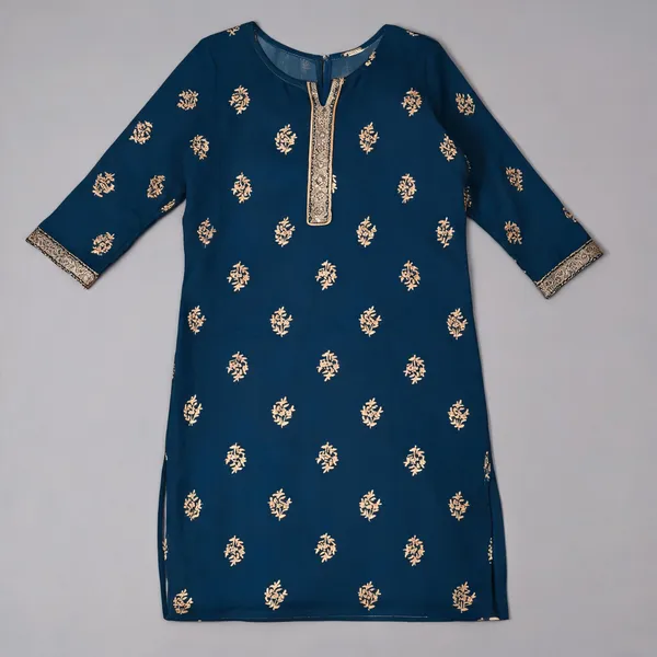 Teal_Blue_Rayon_Straight_Kurta_For_Women
